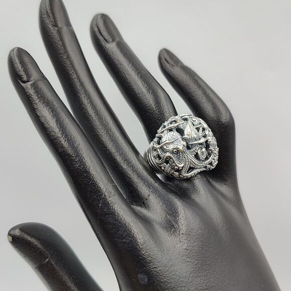 Samuel B Behnam Sterling Silver 925 18K Gold Sea Creatures Cocktail Ring Sz 7 - Picture 6 of 14